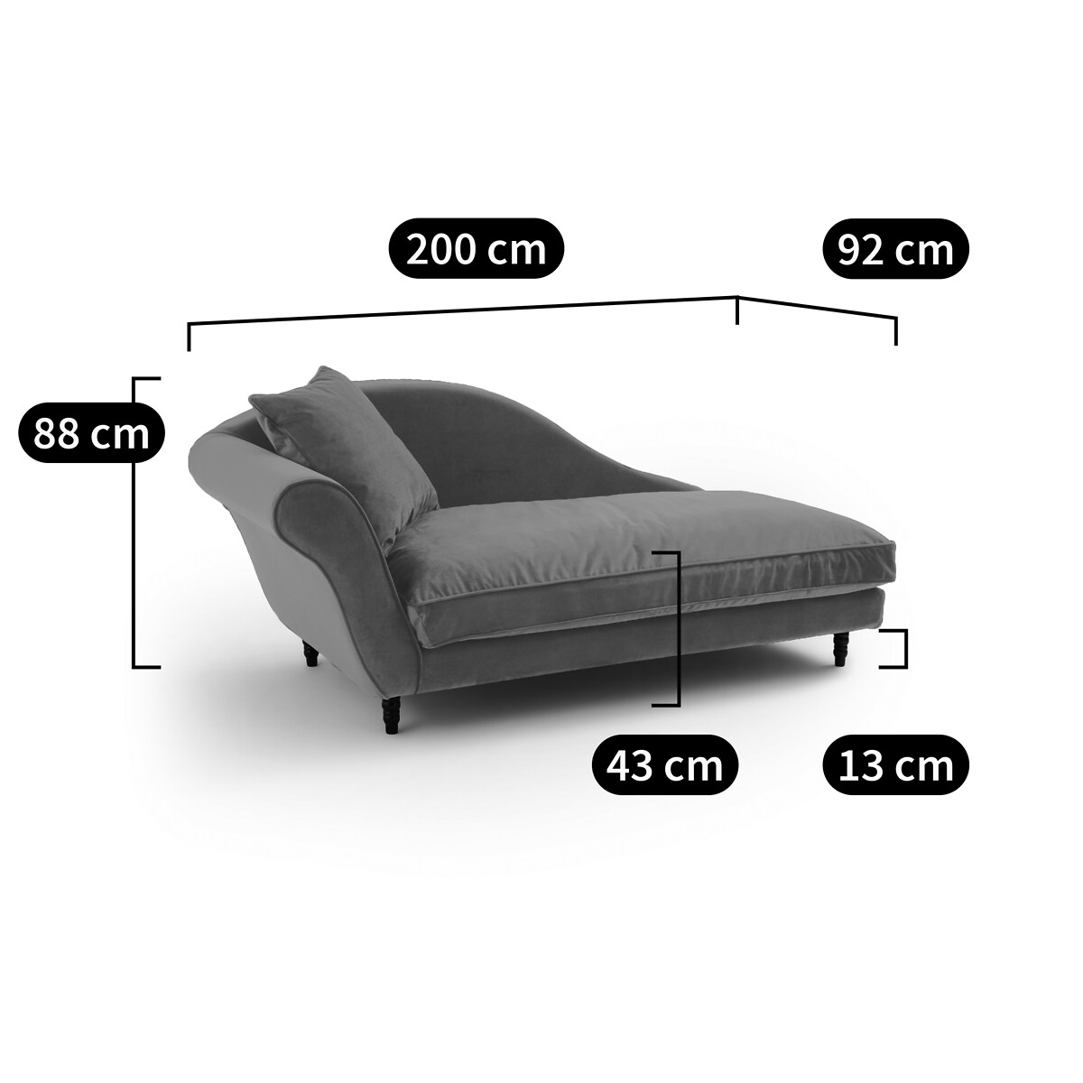 SO'HOME<br>Poltrona comprida em fluweel Batom