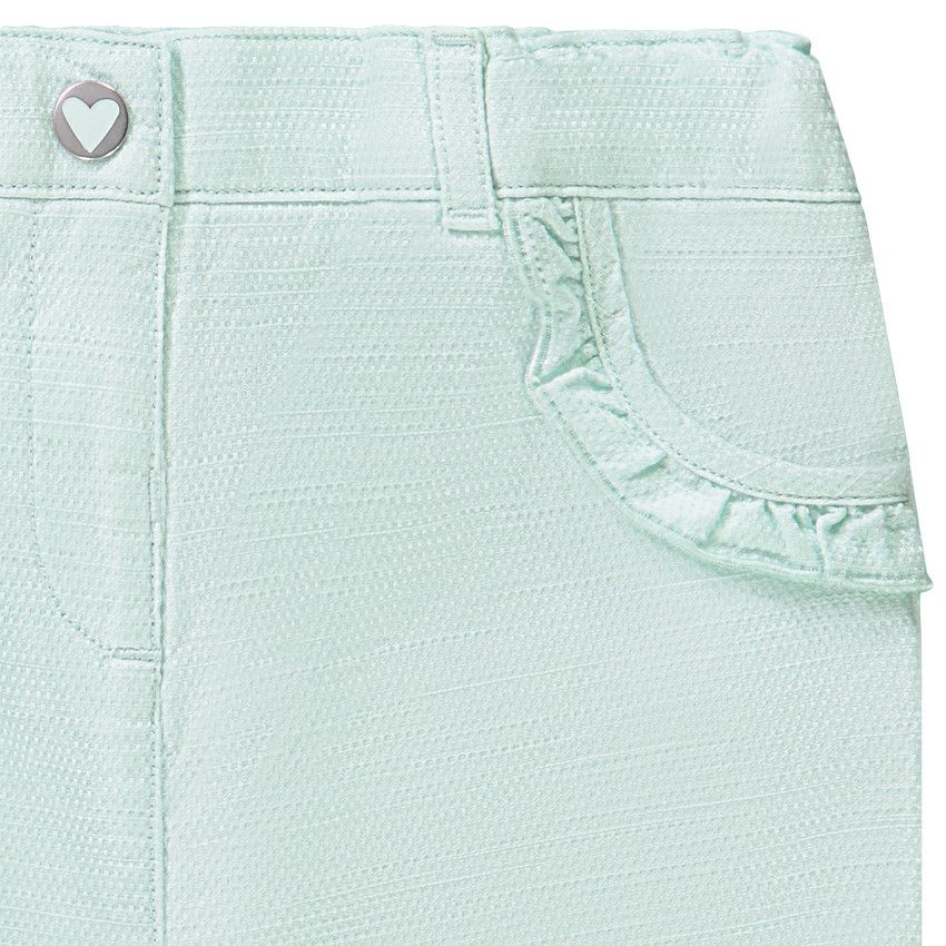Short uni en toile fantaisie avec détails volantés pour bébé fille - Bleu