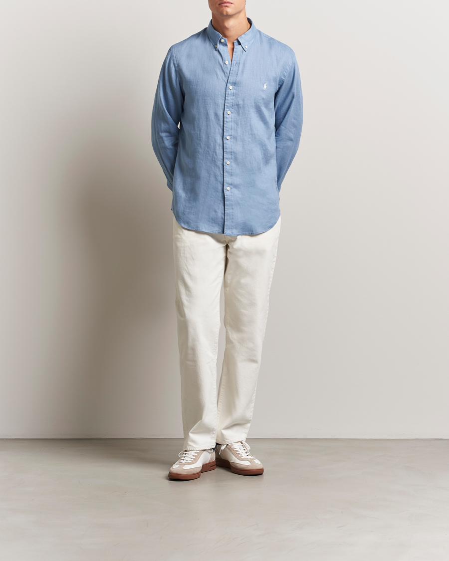 Polo Ralph Lauren Slim Fit Linen Shirt Channel Blue