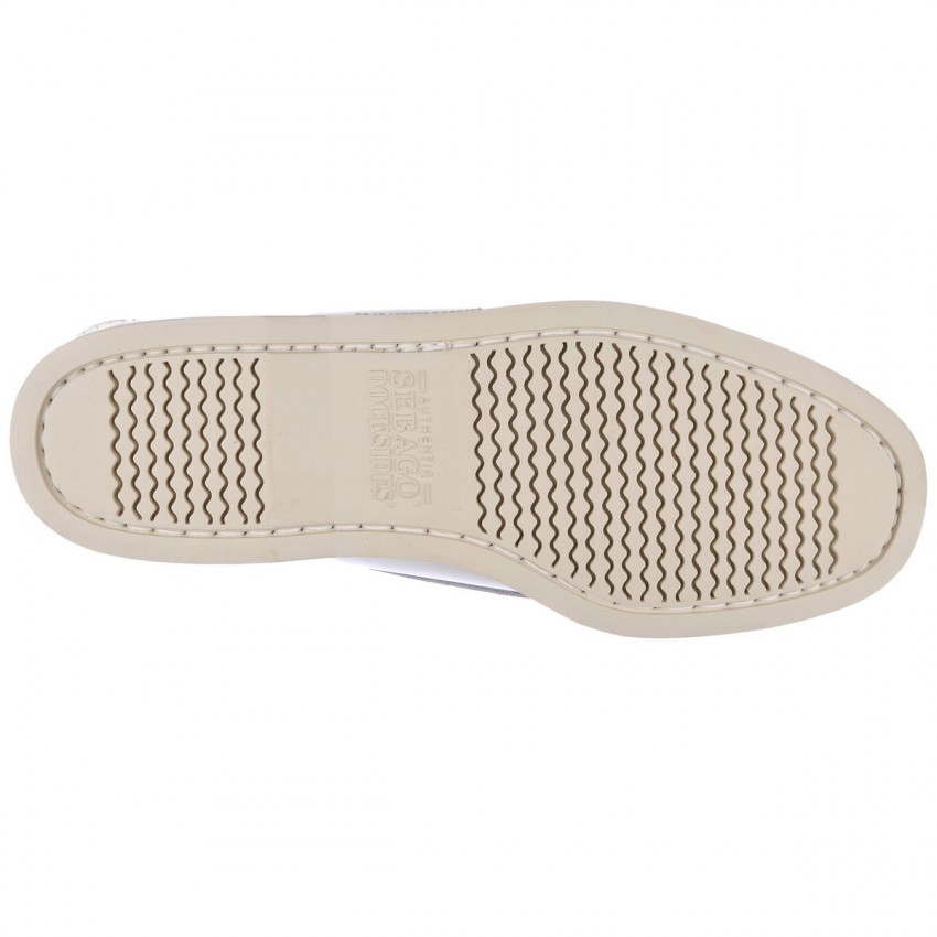 DOCKSIDES CUIR White-Chaussures bateau pour homme en cuir blanc Portland