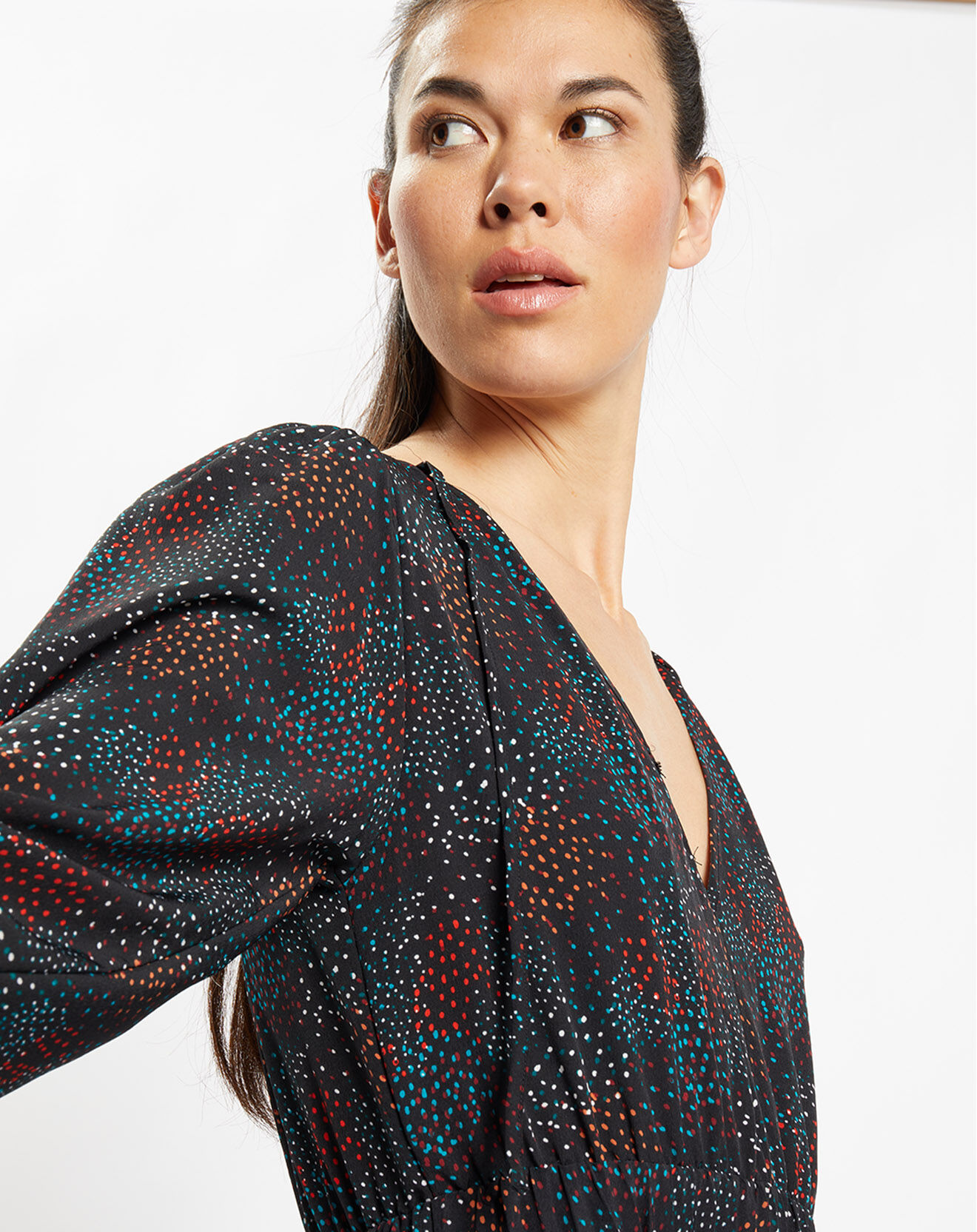 Galeries Lafayette Robe longue et plissée Gaia noire