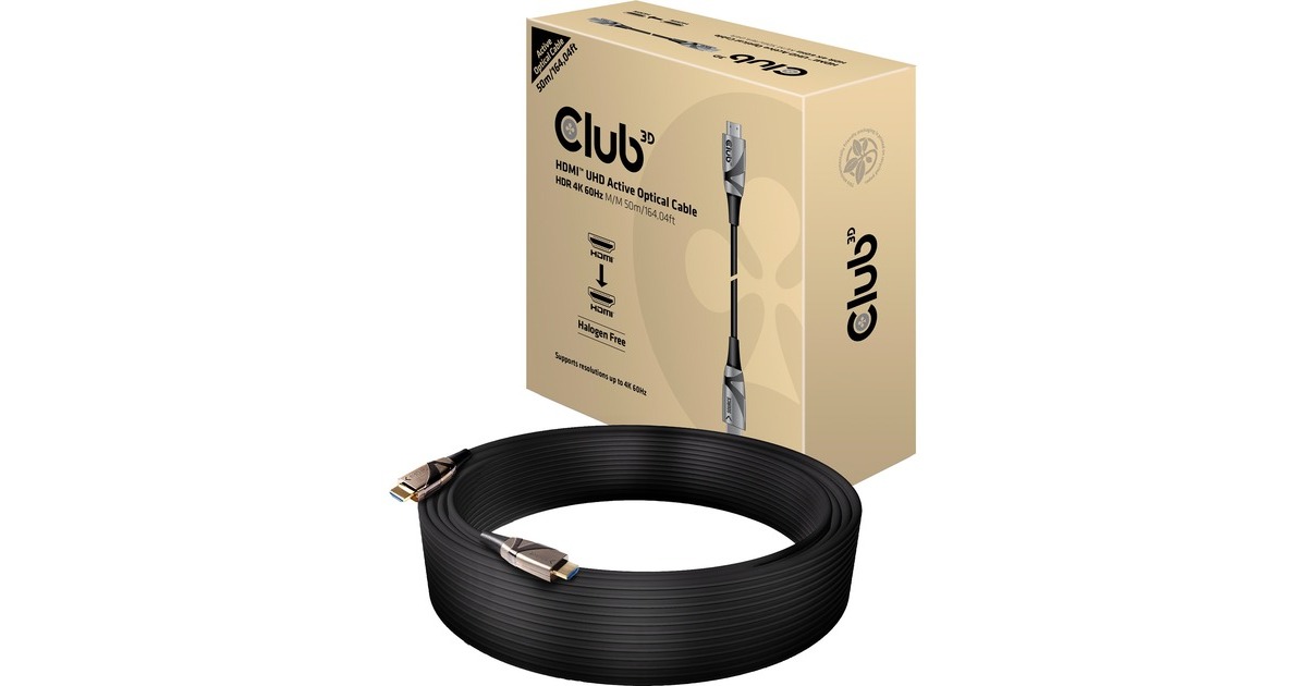 Club 3DHDMI 2.0 UHD Active Optical Cable HDR 4K 60Hz, 50m kabel  (Zwart, CAC-1391)
