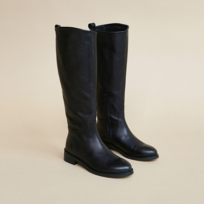 Bottes hautes  en cuir noir
