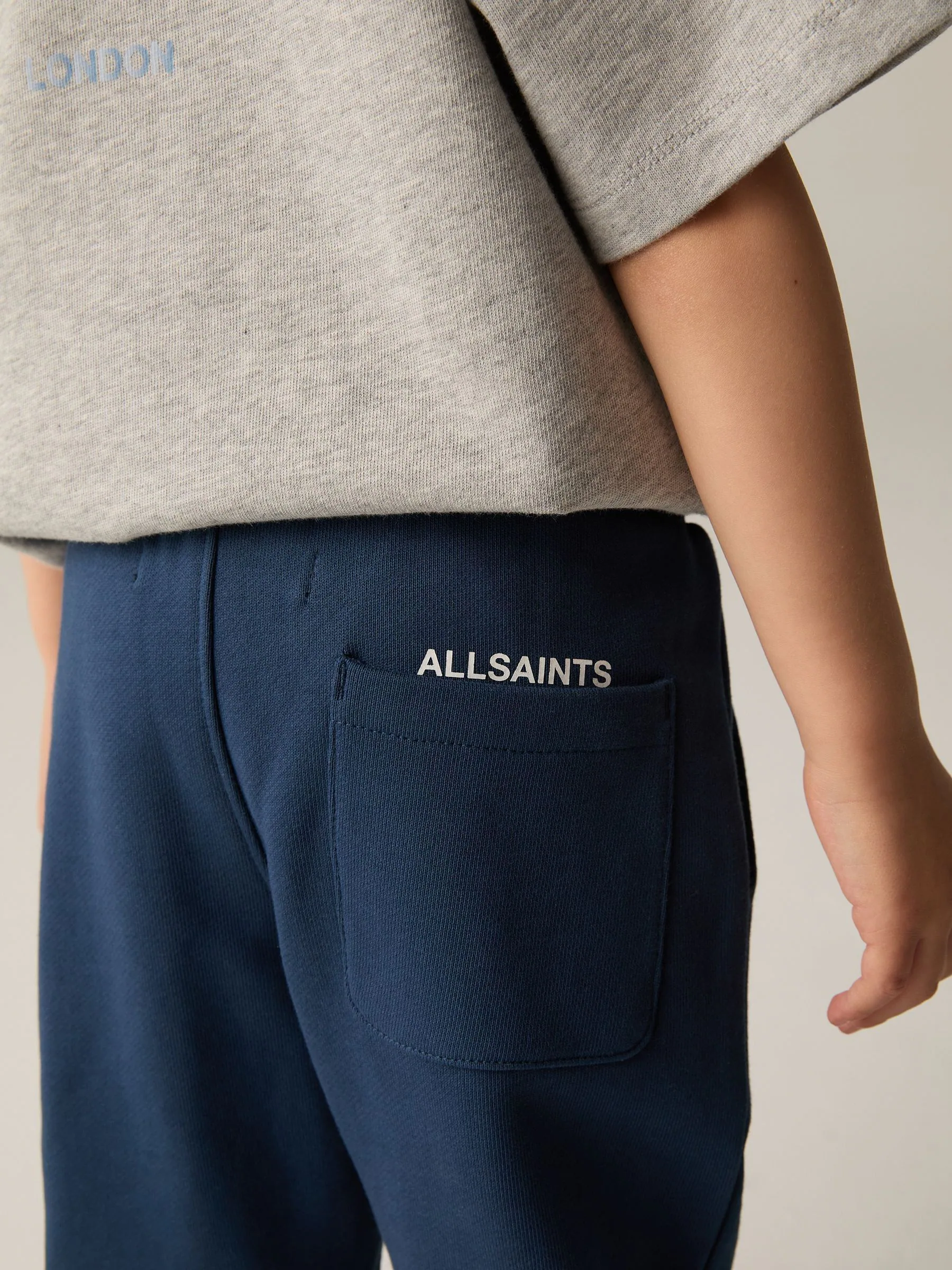 Marineblauw - smALLSAINTS Jongens Underground rechte joggingbroek met omslag