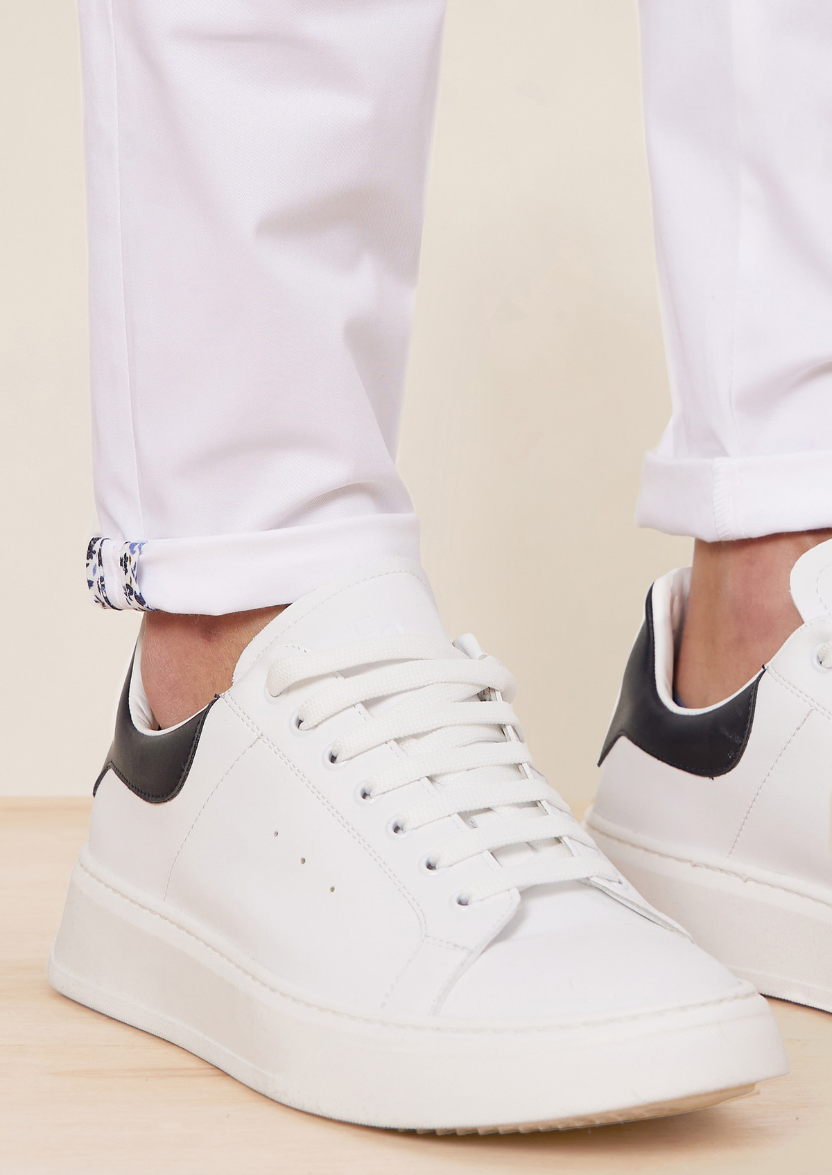 Chino slack skinny 7/8 en coton stretch uni blanc
