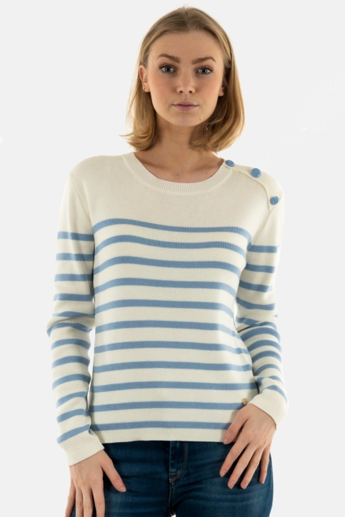 Pull léger la petite etoile camilia ecru/ciel