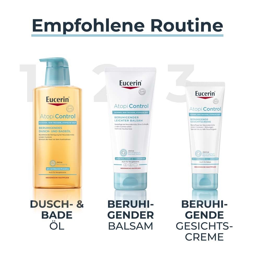 Eucerin® AtopiControl Beruhigender Leichter Balsam – Basispflege für Neurodermitis und sehr trockene Haut - Jetzt 3€ sparen mit Code 