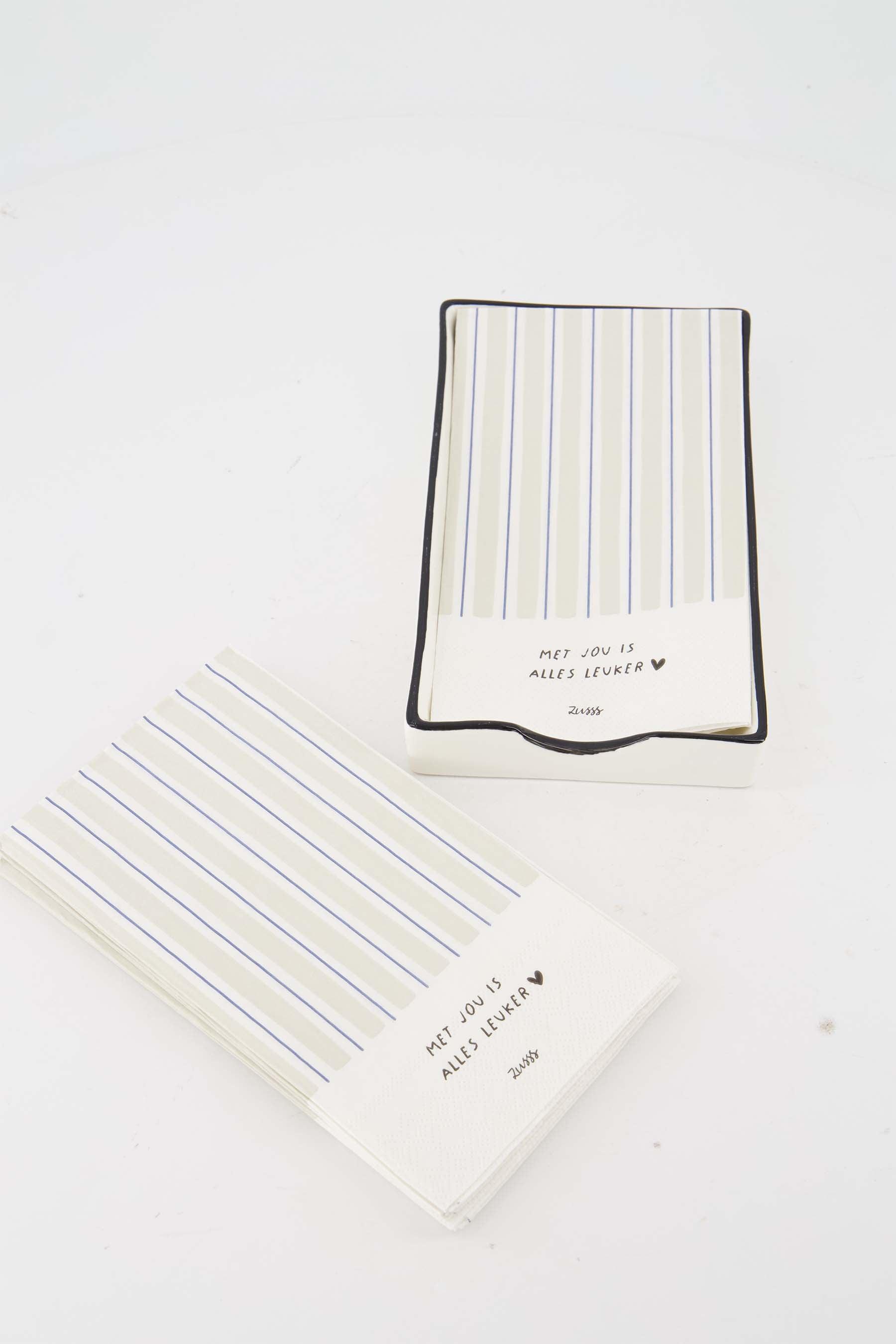 Set - Servetten en servethouder Blauw Groen