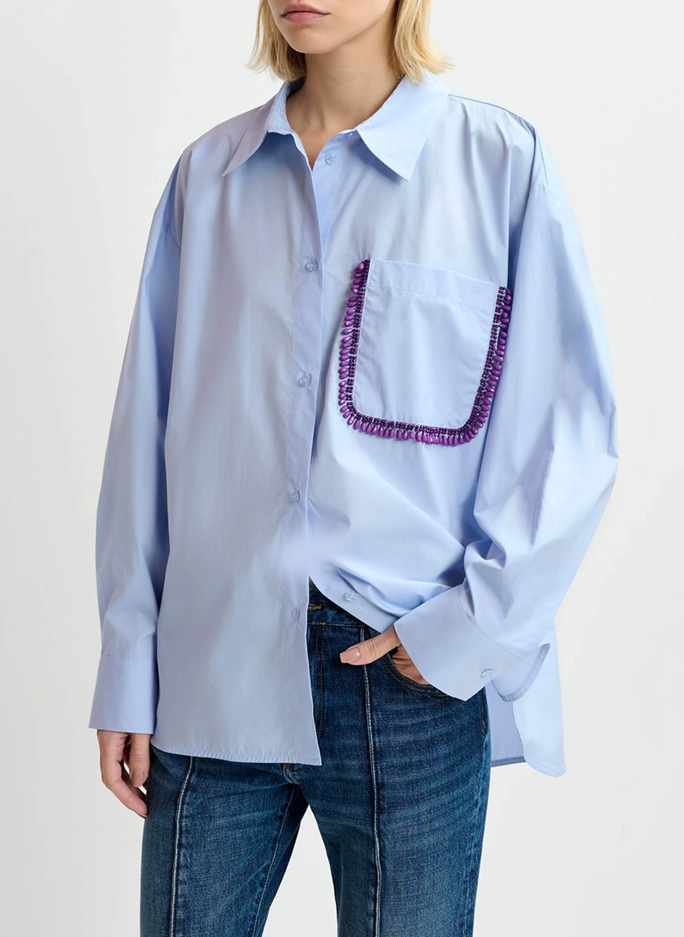 GET - Chemise col classique en coton | Bleu