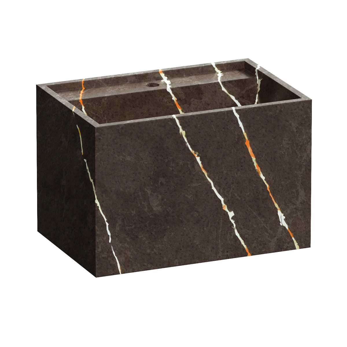Brauer Nova vrijhangende wastafel marmerlook 60cm met kraangat copper brown