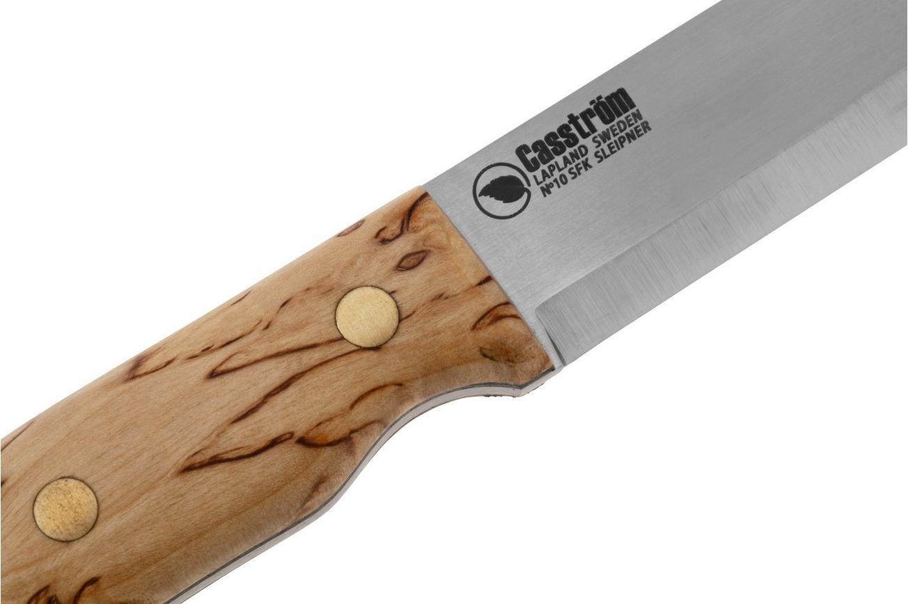 Casström No. 10 Swedish Forest Knife Scandi 14104 Sleipner Curly Birch Kydex, bushcraftmes
