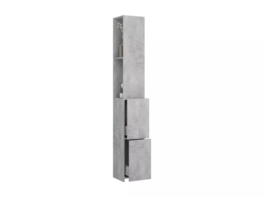 Armoire de bain gris béton 25x26,5x170 cm bois d'ingénierie