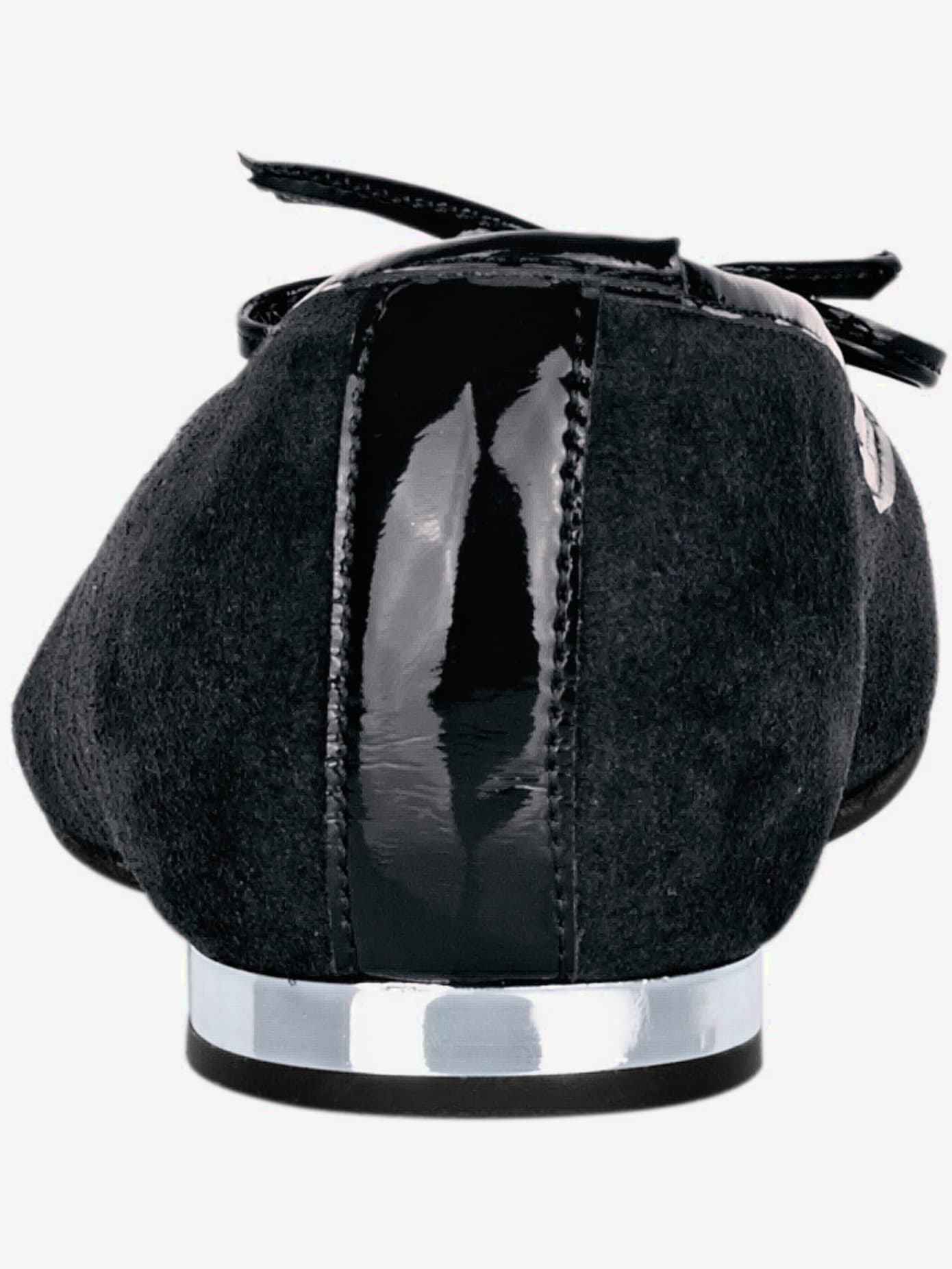 Ballerines cuir velours vachette et matière synthétique vernie