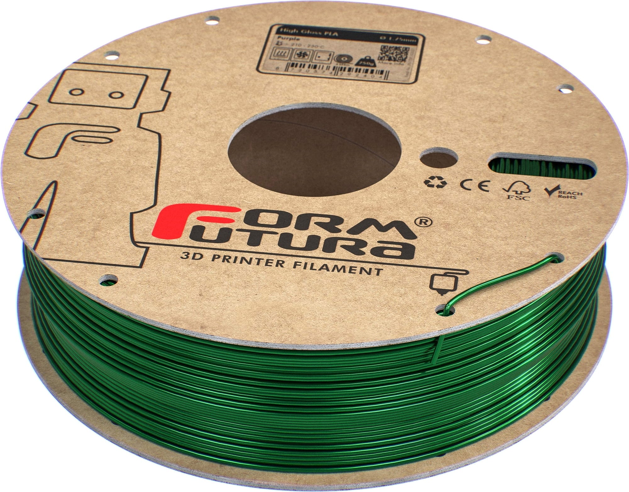 FormFutura  High Gloss PLA Grün, 1,75 mm / 750 g    Ästhetisches Filament für Modelle ohne sichtbare Schichten