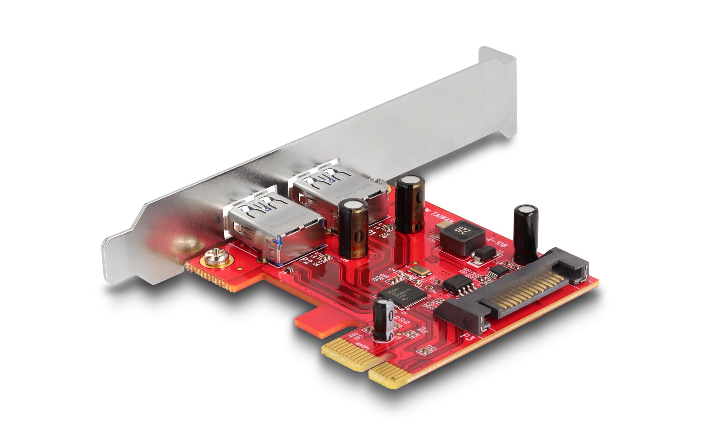 Express-Karte USB 5 Gbps Typ-A Buchse LPDelock PCI Express x1 Karte zu 2 x extern USB 5 Gbps Typ-A Buchse – Low Profile Formfaktor