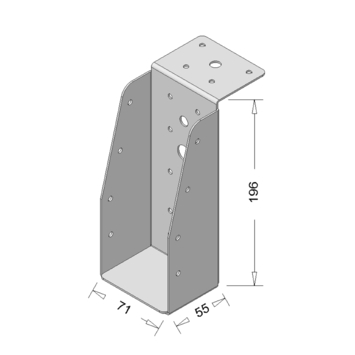 Balkdrager met Lange Lip Verzinkt 71x196 mm