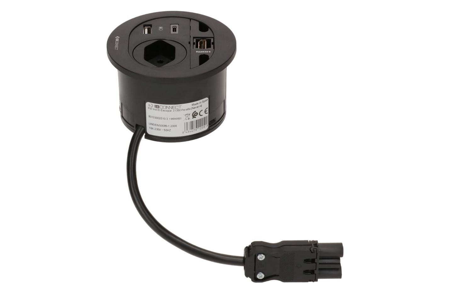 Steckdoseneinheit DIVUS T13, USB-A/C, HDMI Schwarz<br>Steckdoseneinheit mit erhöhtem Berührungsschutz zum Schutz vor elektrischen Unfällen