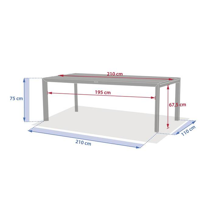 Table de jardin extensible rectangulaire LUZANE Argile / Café