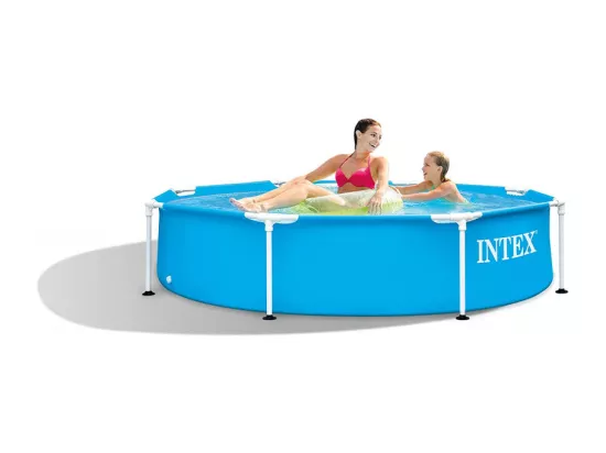 Piscine familiale enfants avec cadre métallique hors sol 244 x 51 cm ronde Intex