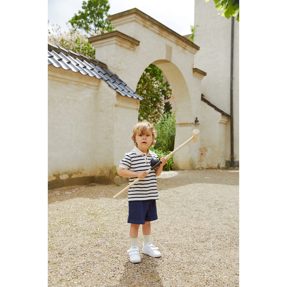 Køb COPENHAGEN COLORS Navy Stripe Pique Stripe Poloshirt