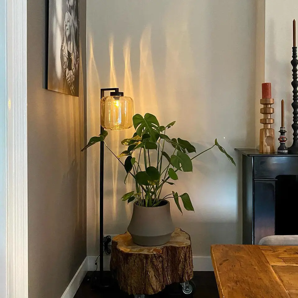 Qazqa vloerlampen qara beige e27