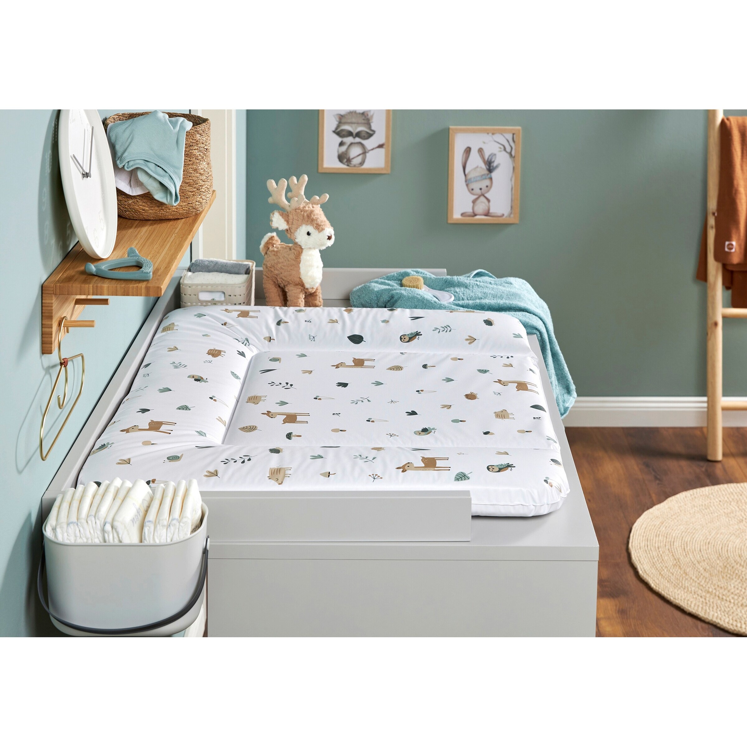 Rotho Babydesign Wickelauflage 72x85 cm weiß / Waldtiere