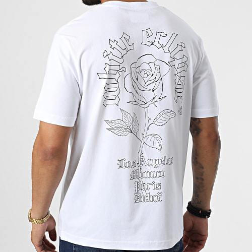Tee Shirt Oversize Large White Eclipse Barbed Outline Blanc