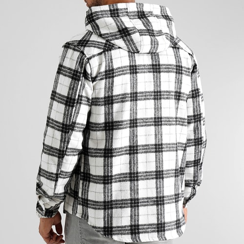 Surchemise A Carreaux Avec Capuche 0388 Noir Blanc