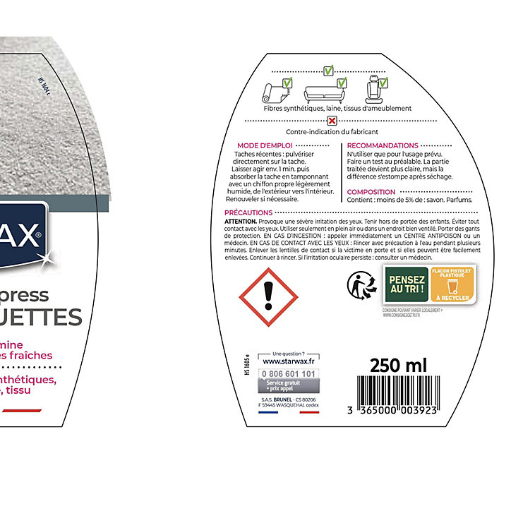 Détachant express tapis et moquette Starwax 250ml