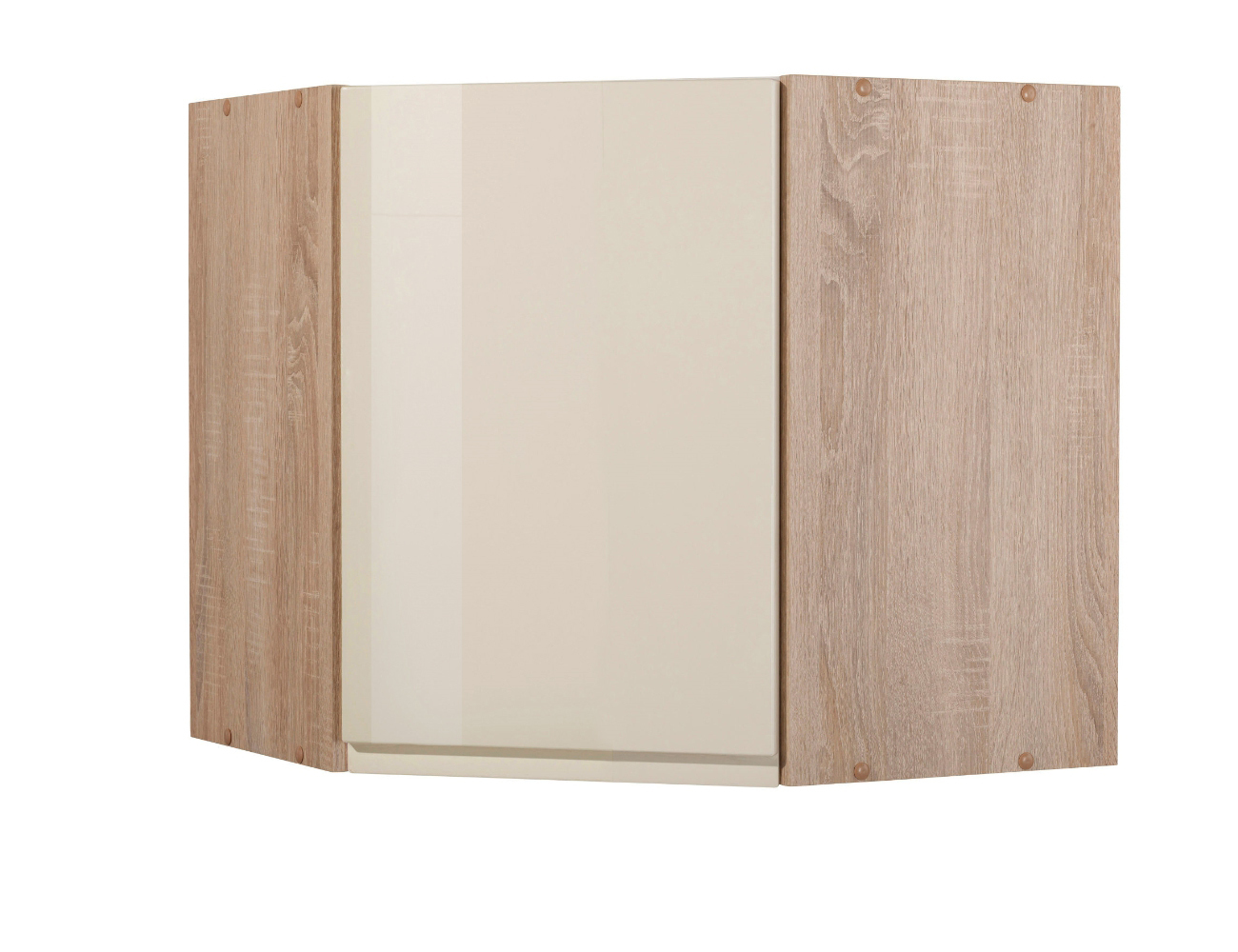 Eck-Hängeschrank WIEN - creme Hochglanz-Sonoma Eiche - 60 cm