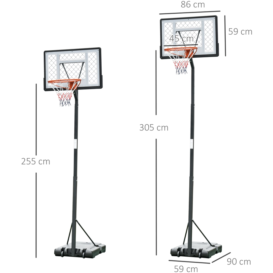 HOMCOM Basketballkorb mit 2 Rädern schwarz