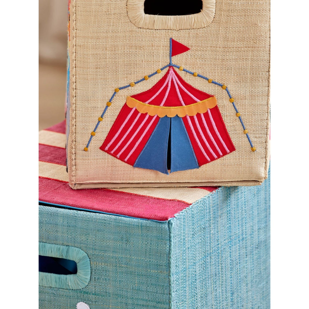 Køb Rice Raffia Opbevaring Box Med Circus Theme - Large - Foldable