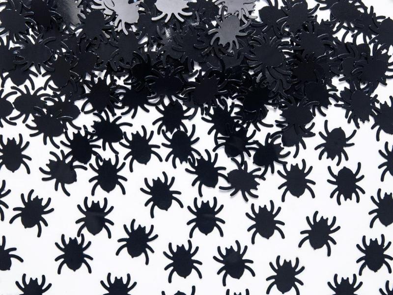 Partydeco Streudeko Konfetti Spinnen 1.2 x 1.2 cm, Schwarz Tischdekoration Spinnen