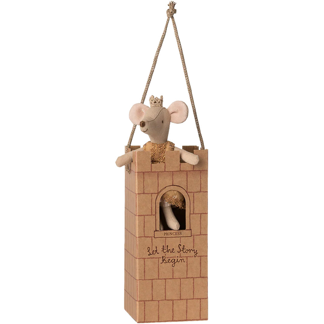 maileg knuffelmuis grote zus prinses - gouden jurk - 13 cm