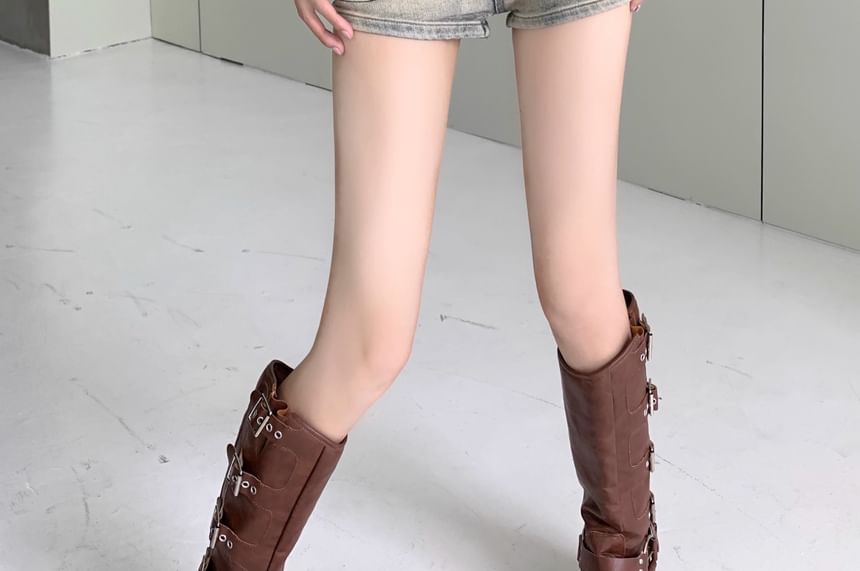 ANORA - Gewassen denim shorts met hoge taille