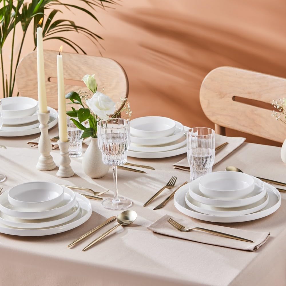 Karaca Streamline New Saturn Weiß 24-teiliges Tafelservice, Kombiservice 6 Personen