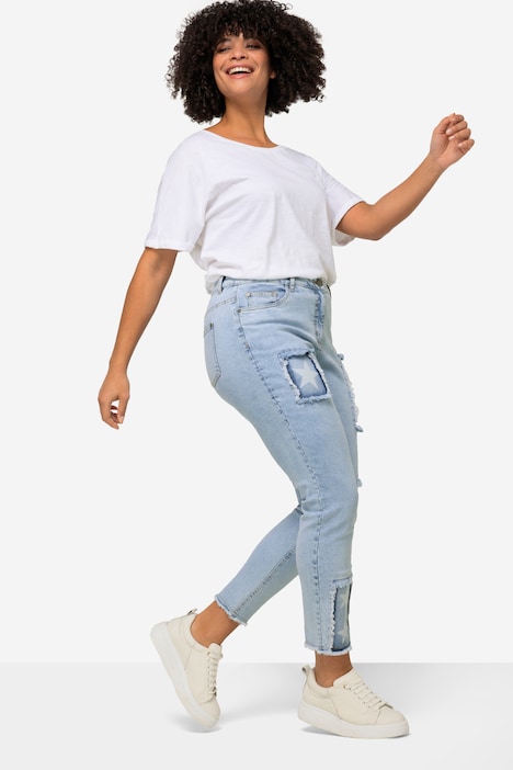 Jeans, modische Patches, 5-Pocket