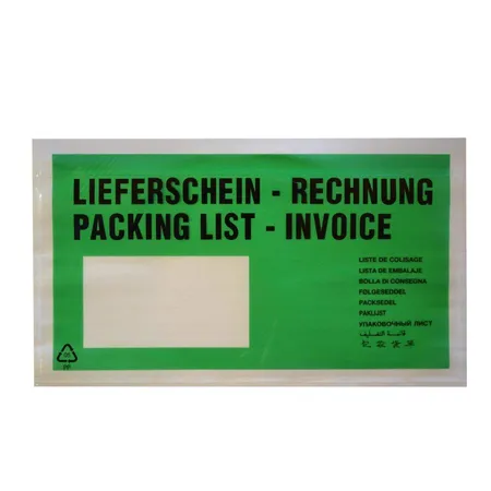 DM Folien Lieferscheintaschen DIN lang, grün, 1000 Stück