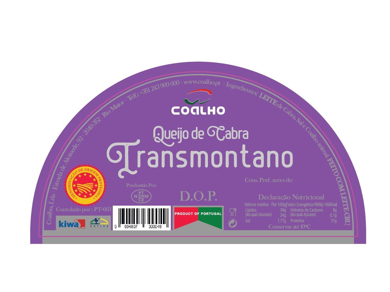 QUEIJO CABRA TRANSMONTANO DOP METADES UN
