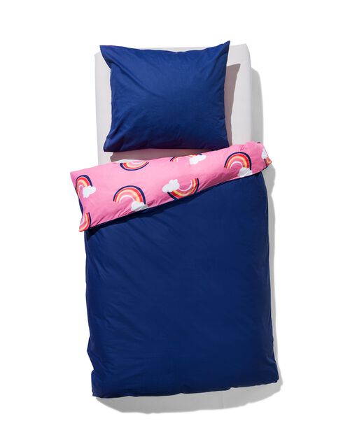 housse de couette enfant - coton doux - 140 x 200 - rose arcs-en-ciel