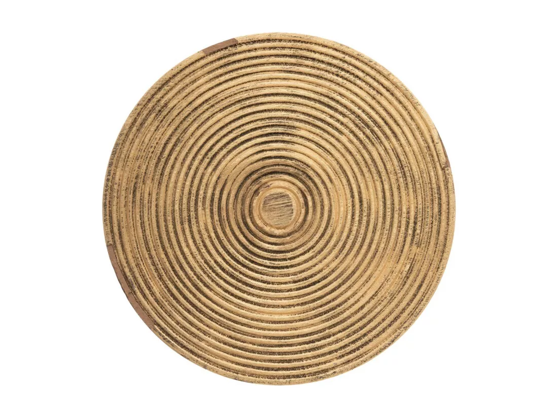 Lot de 2 Tables d'appoint pied en métal et plateau en Bois déco Ethnique