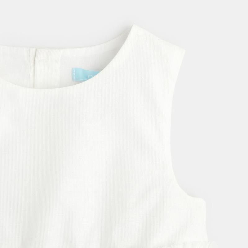 Robe chic bi-matière avec bloomer blanche bébé fille Blanc