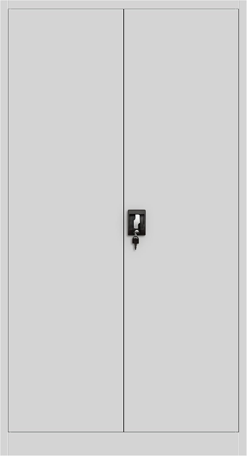 Jan Nowak 2er Set Aktenschrank C001H Büroschrank Metallschrank Werkzeugschrank 4 Einlegeböden Drehgriff Pulverbeschichtung Flügeltürschrank Abschließbar 195 cm x 90 cm x 40 cm (Grau)