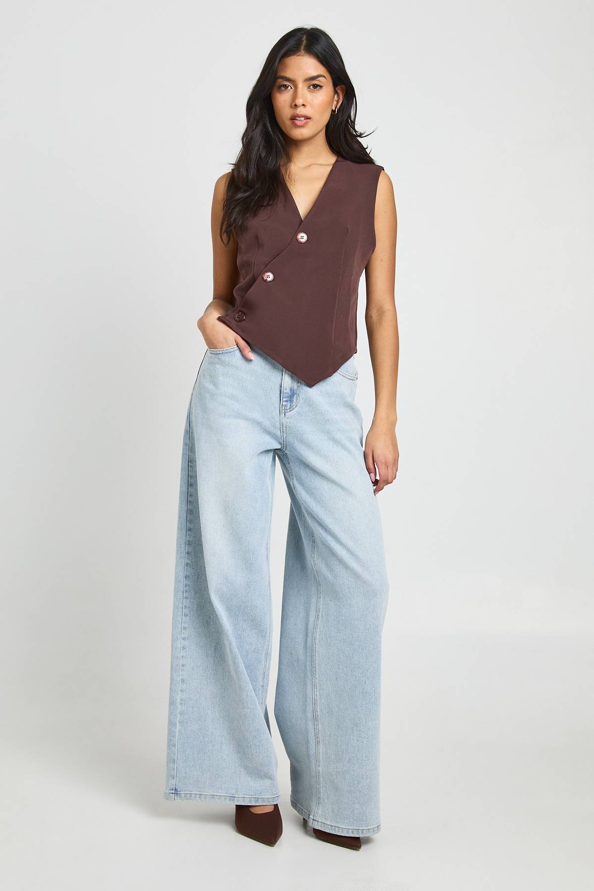 boohoo Gilet dos ajustable asymétrique