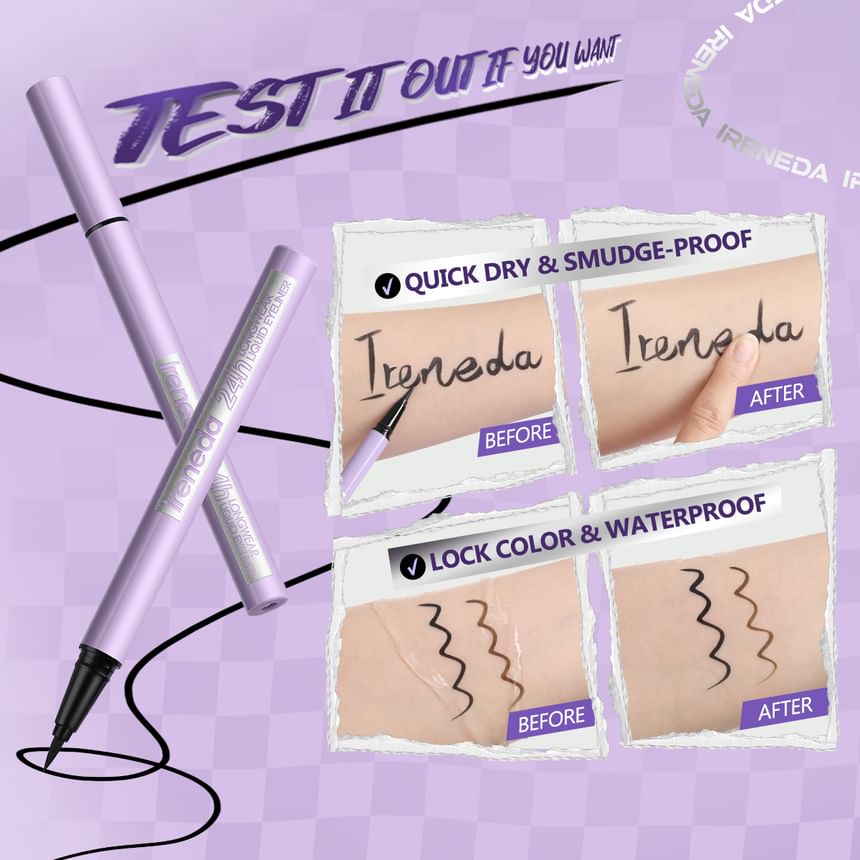 IRENEDA - 24-uurs langhoudende vloeibare eyeliner - 2 kleuren