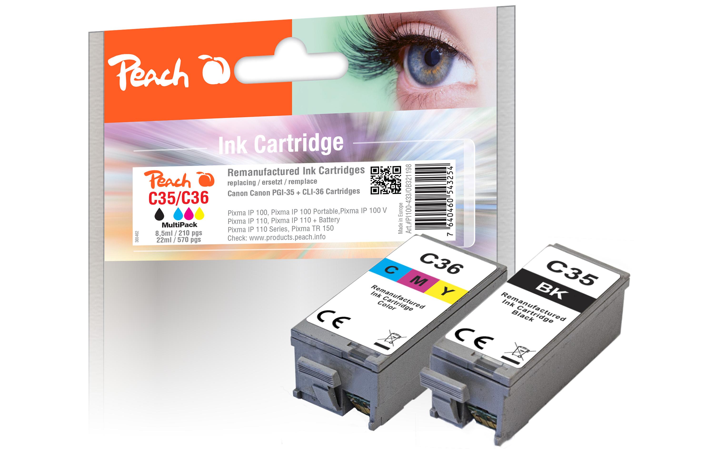 Tinte Canon PGI-35/CLI-36, Multi-Pack 1x BK, 1x CMYTinte, Schwarz, Cyan, Magenta und Gelb