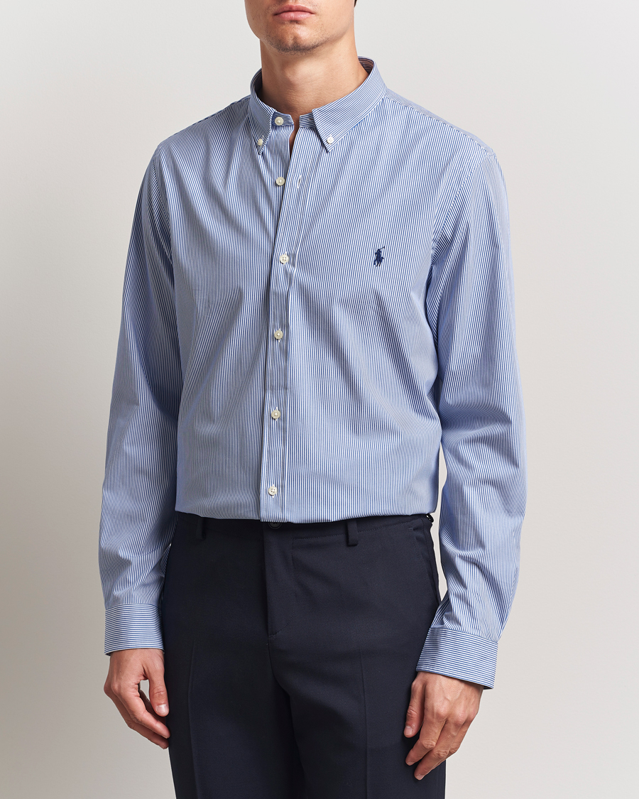 Polo Ralph Lauren Slim Fit Poplin Shirt Blue/White Hairline Stripe