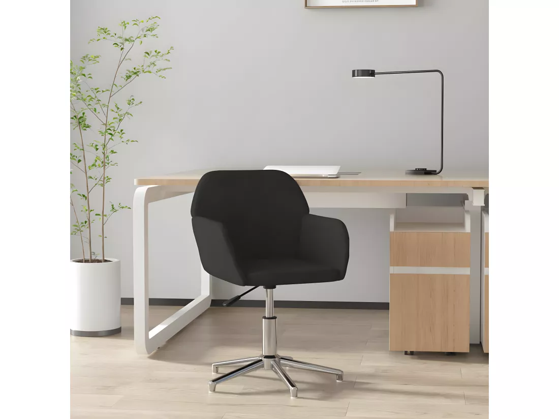 Chaise pivotante de bureau Noir Tissu