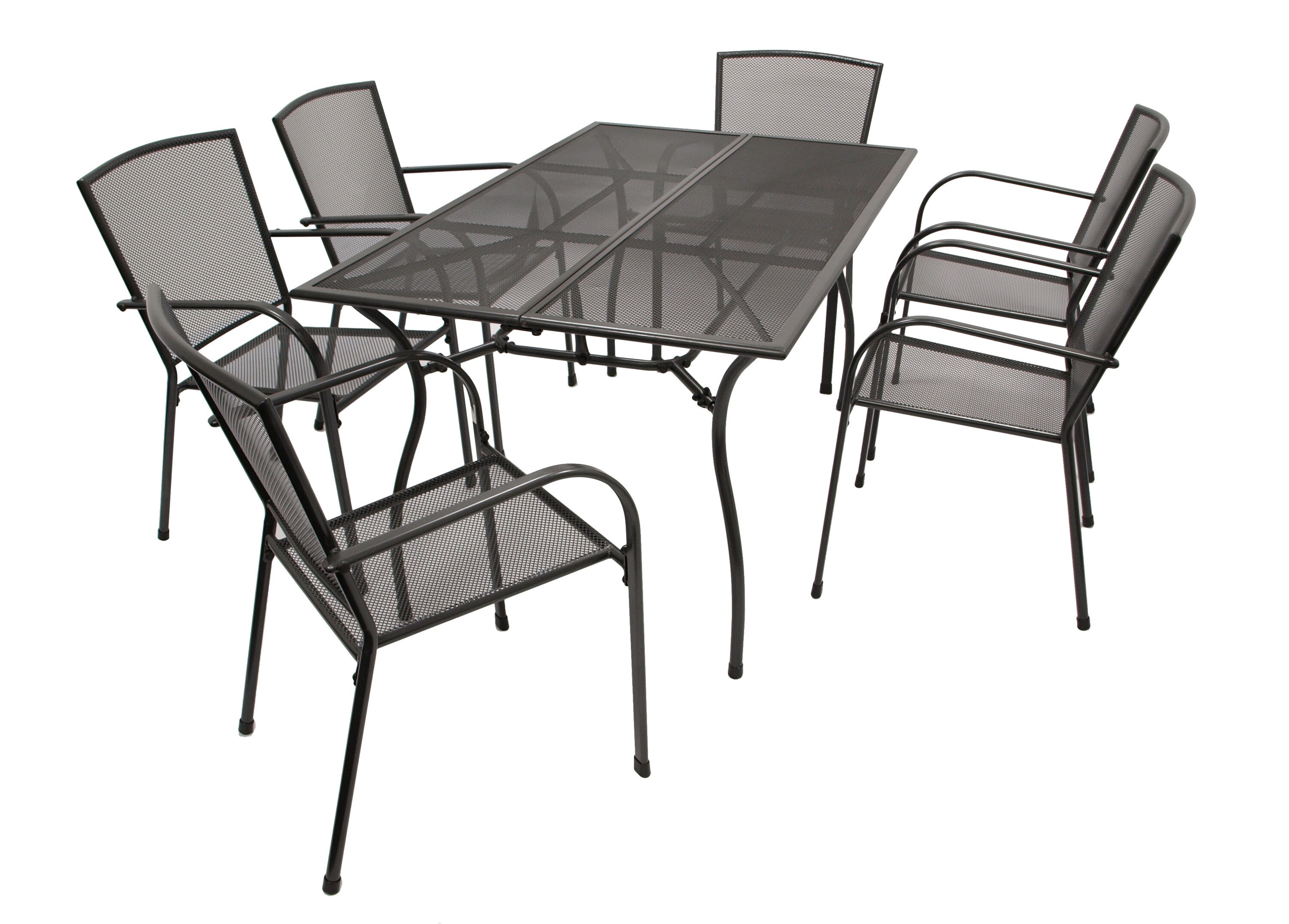 DEGAMO Garnitur CLASSIC 7-teilig, Streckmetall anthrazit (Tisch 90x150cm)