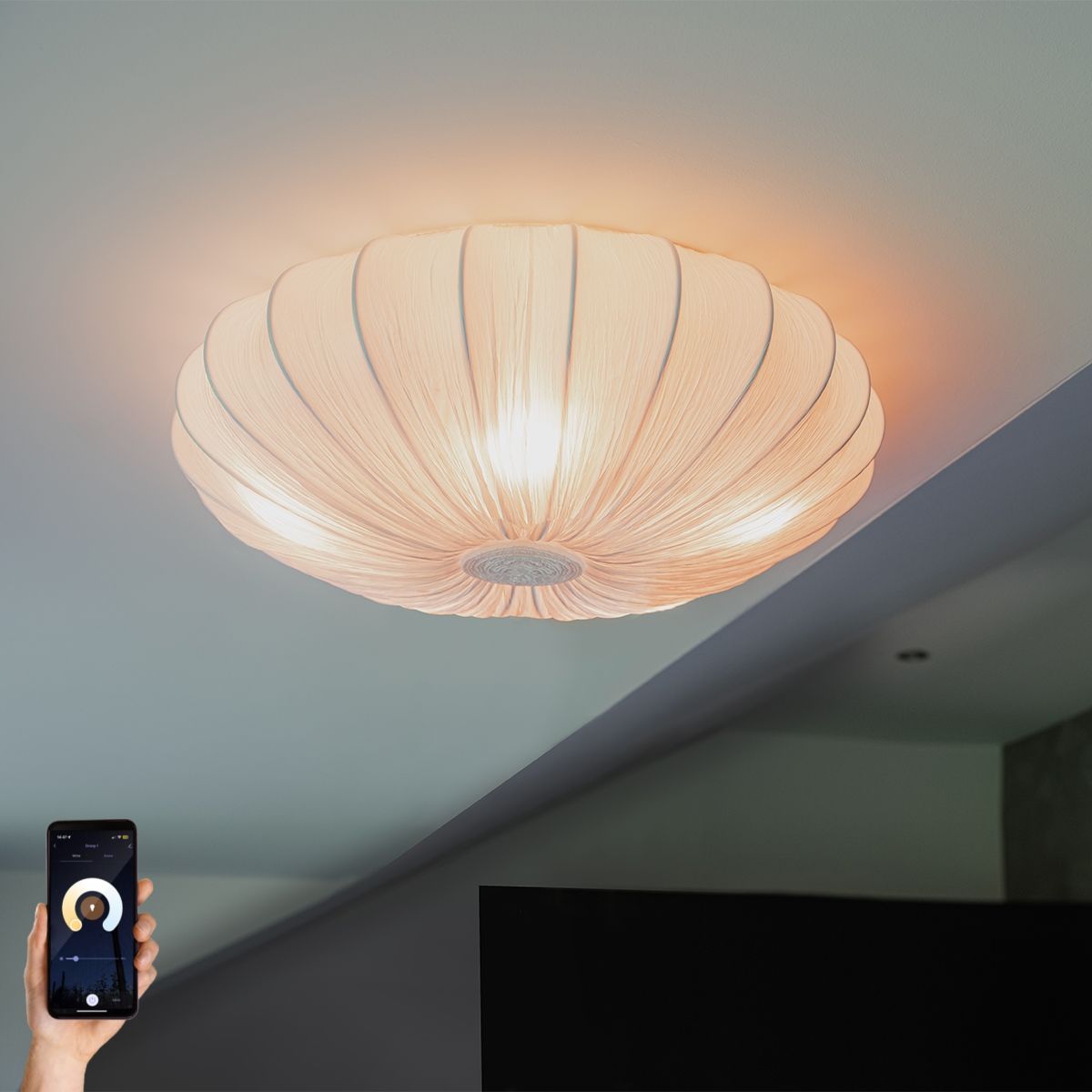 Smart plafondlamp wit zijden 60cm 5-lichts incl. 5 Wifi P45 - Plu